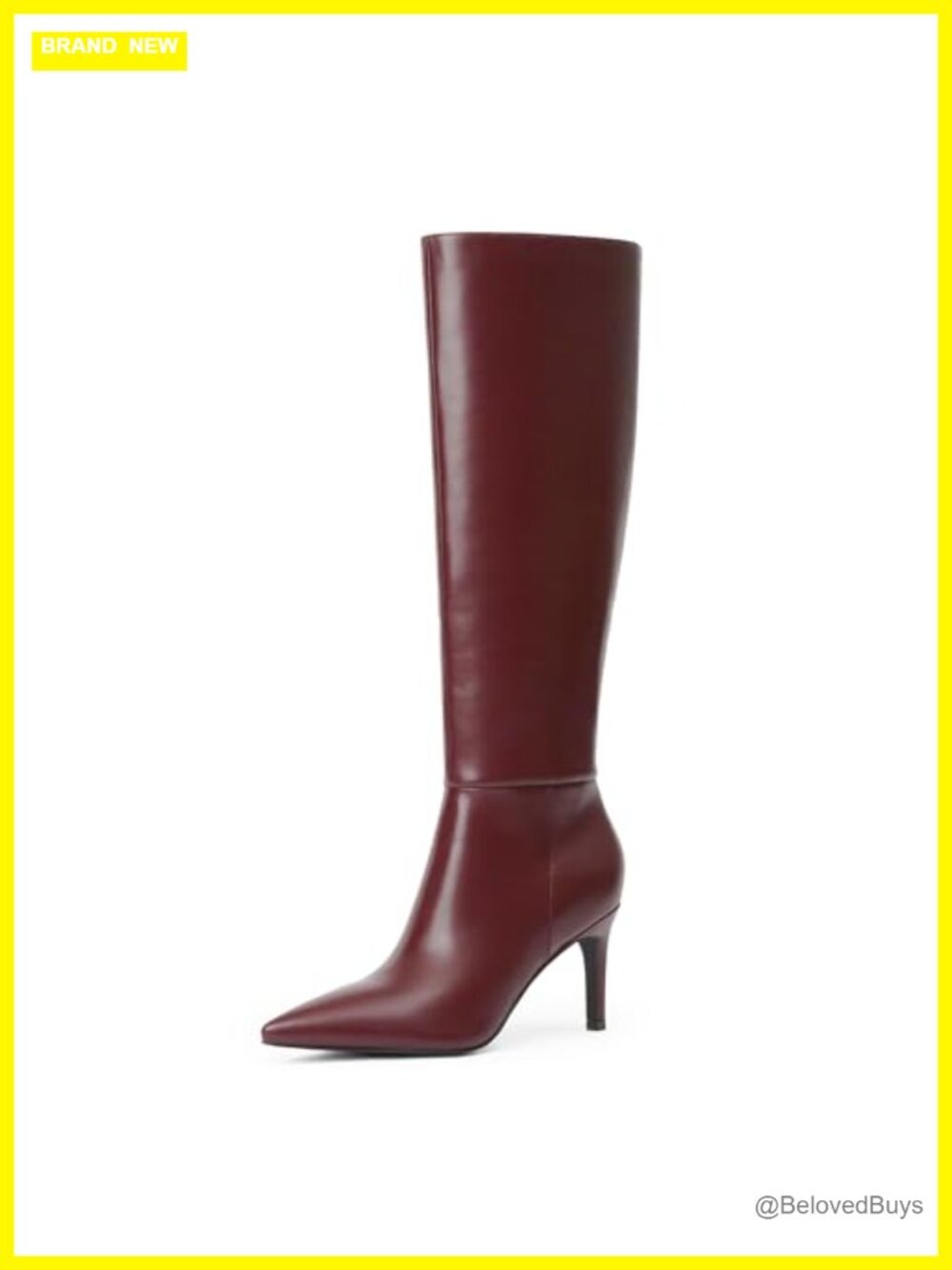Knee High Boots Women Pointed Toe Stiletto Heel Tall Faux Leather